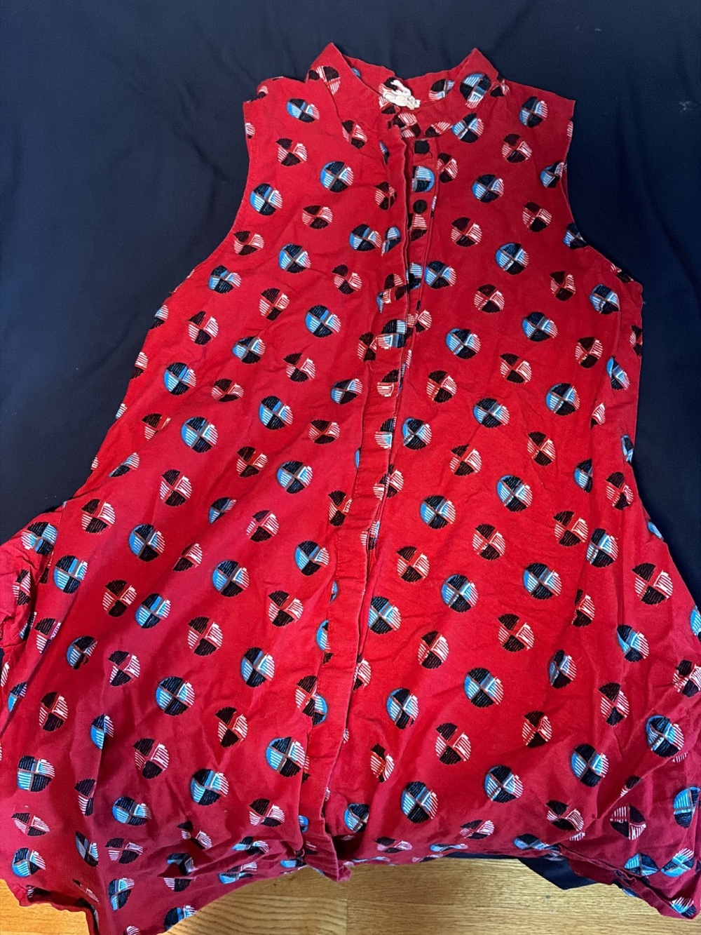 Women’s Red Sleeveless Patterned Dress